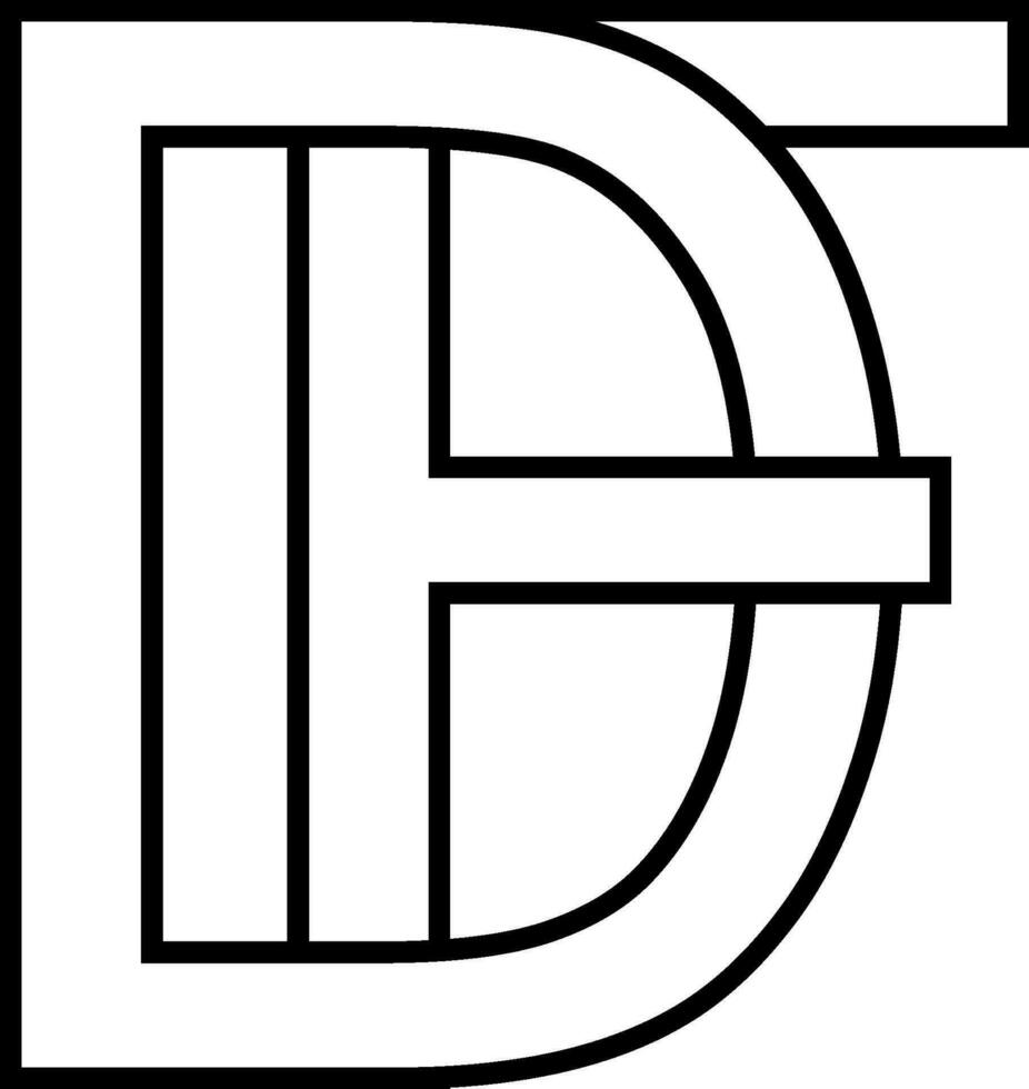 Logo Zeichen df fd, Symbol Zeichen interlaced, Briefe d f vektor