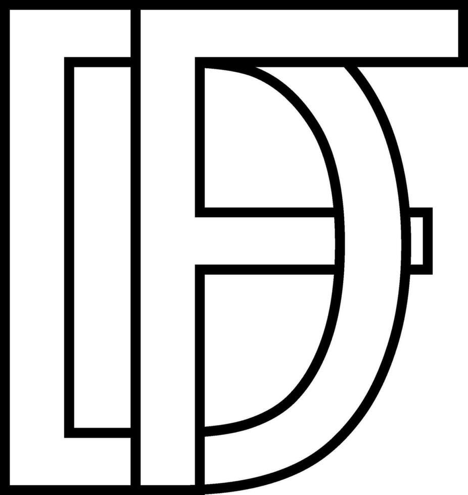 Logo Zeichen df fd Symbol Zeichen interlaced, Briefe d f vektor