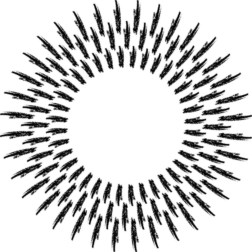 Sonne Strahlen, abstrakt Hand gezeichnet, Bürsten Strahlen Sonne Kreis Strahl vektor