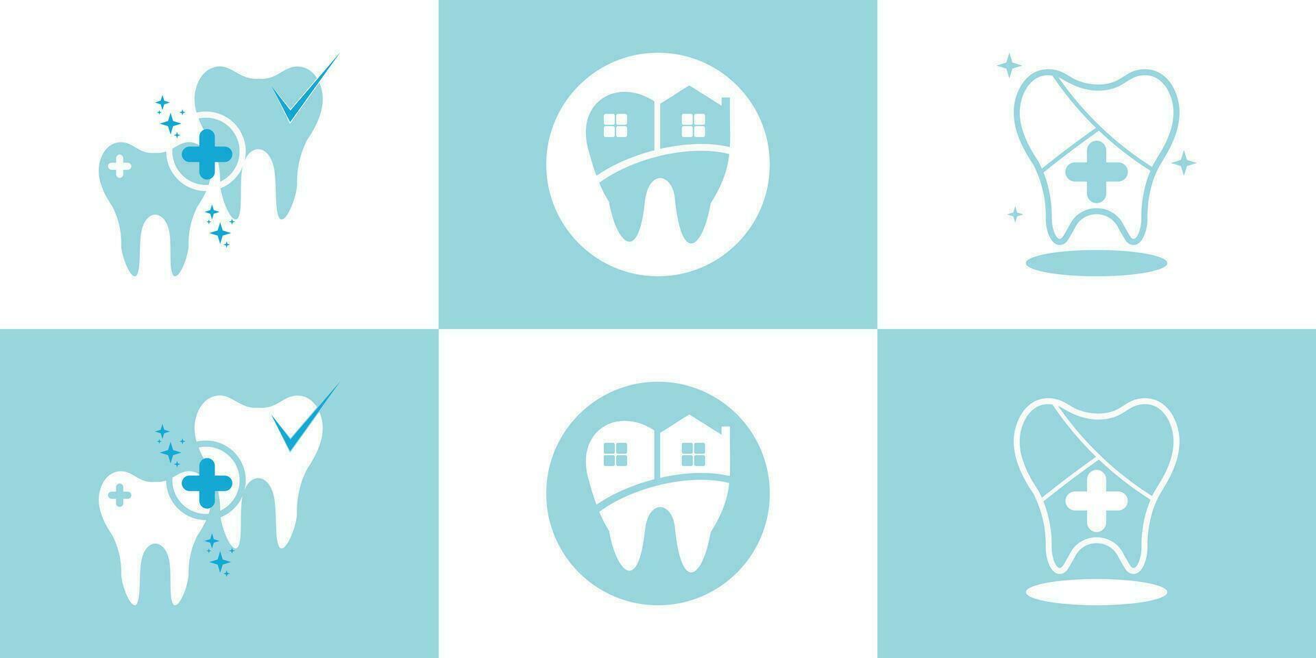 Vektor Dental Symbol Vektor Logo Design mit kreativ einzigartig einstellen Konzept Prämie Vektor