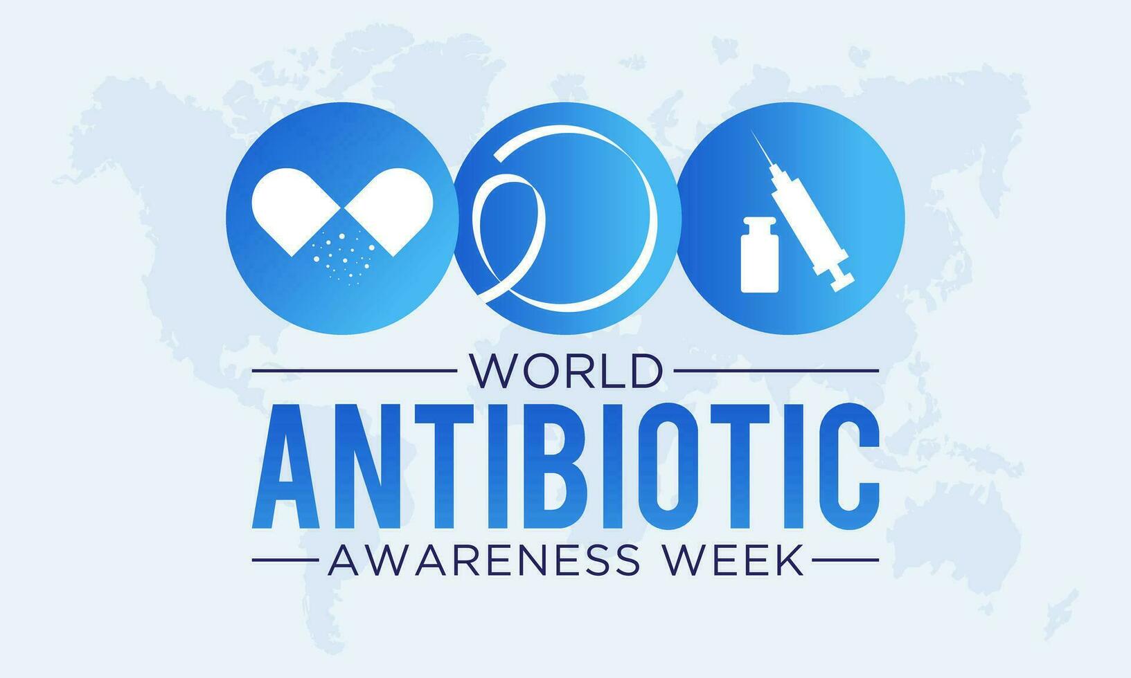 Vektor Illustration auf das Thema von Welt Antibiotikum Bewusstsein Woche beobachtete jeder Jahr im während November 18 zu 24. Welt antimikrobiell Bewusstsein Woche Vorlage zum Banner, Poster mit Hintergrund.