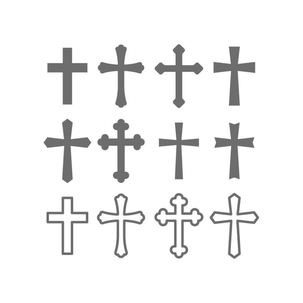 religiös Christian Kreuz Vektor Symbole. Religion, orthodox und katholisch Symbol Symbol.