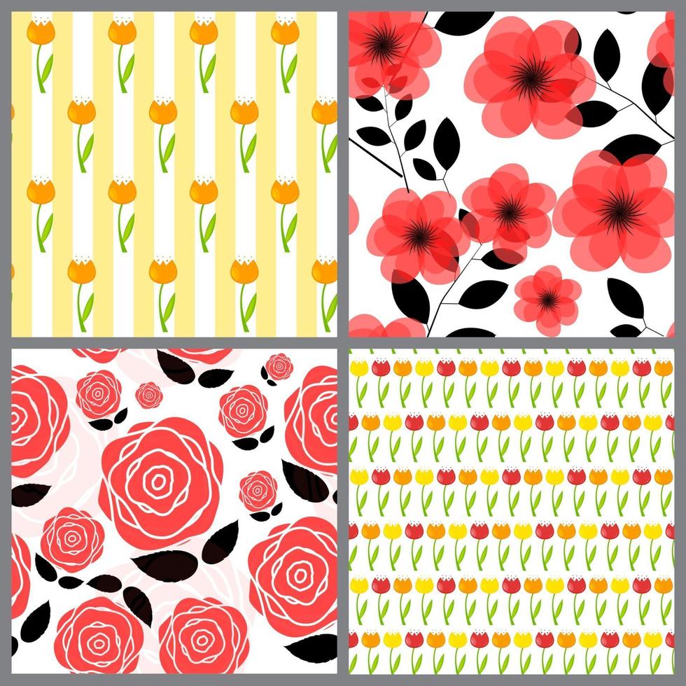 floral nahtlose Muster Hintergrund Set Vektor-Illustration vektor