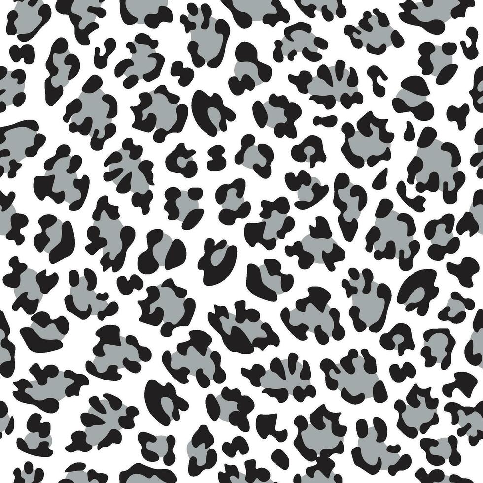 leopard sömlös mönster vild djur- skriva ut vektor afrikansk kamouflage svart och grå på vit bakgrund
