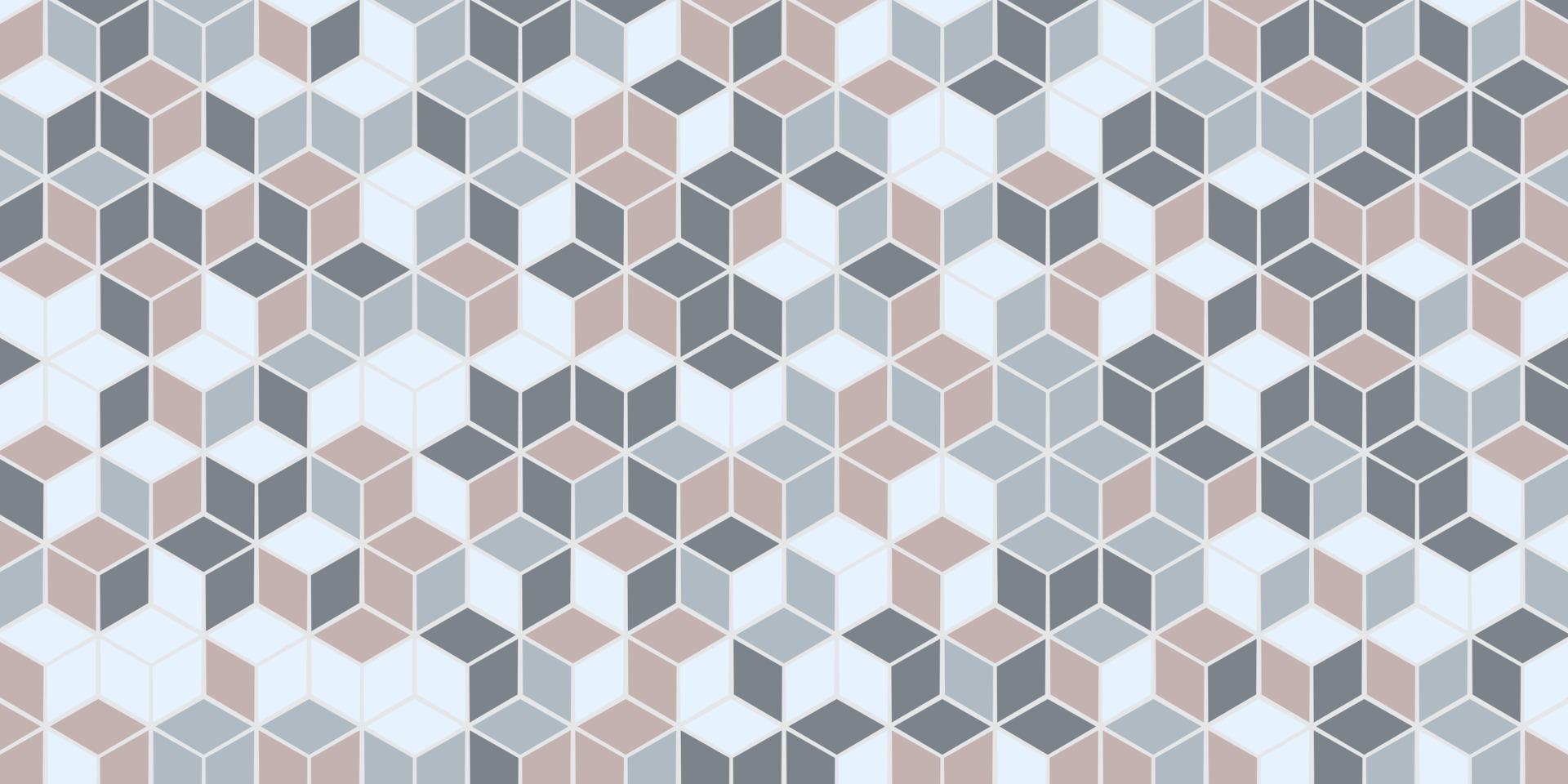abstraktes geometrisches nahtloses Muster mit quadratischem Pastellwürfelfarbhintergrund vektor