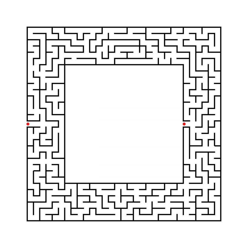 svart abstrakt fyrkantig labyrint med en plats för din bild. ett intressant och användbart spel för barn. en enkel platt vektorillustration isolerad på en vit bakgrund. vektor