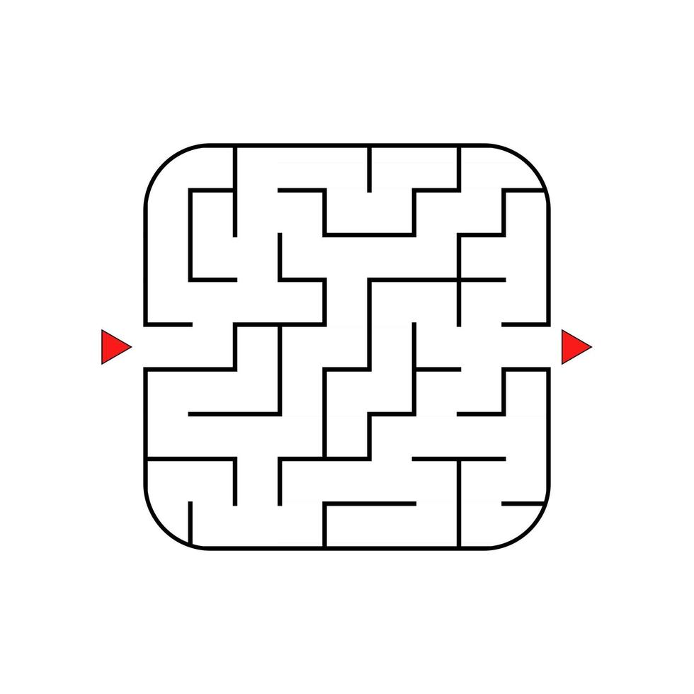 abstraktes quadratisches Labyrinth. leichter Schwierigkeitsgrad. Spiel für Kinder. Puzzle für Kinder. ein Eingang, ein Ausgang. Labyrinth Rätsel. flache Vektorillustration lokalisiert auf weißem Hintergrund. vektor