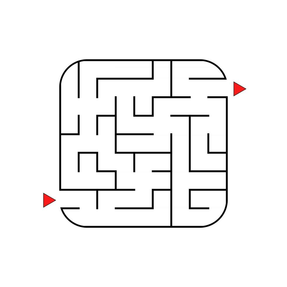 abstraktes quadratisches Labyrinth. leichter Schwierigkeitsgrad. Spiel für Kinder. Puzzle für Kinder. ein Eingang, ein Ausgang. Labyrinth Rätsel. flache Vektorillustration lokalisiert auf weißem Hintergrund. vektor