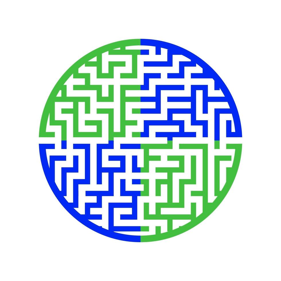 Farbe rundes Labyrinth. in verschiedenen Farben lackiert. Spiel für Kinder und Erwachsene. Puzzle für Kinder. Labyrinth Rätsel. flache Vektorillustration lokalisiert auf weißem Hintergrund. vektor