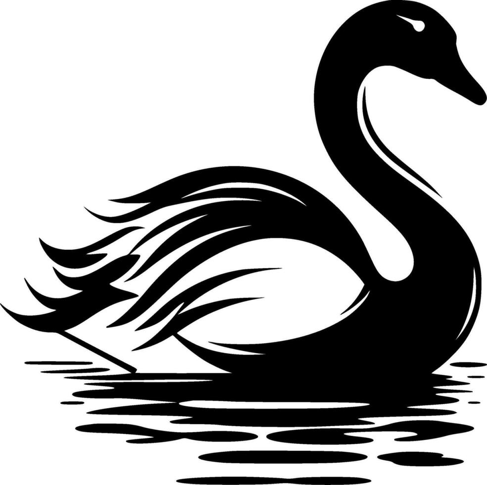 svan - svart och vit isolerat ikon - vektor illustration