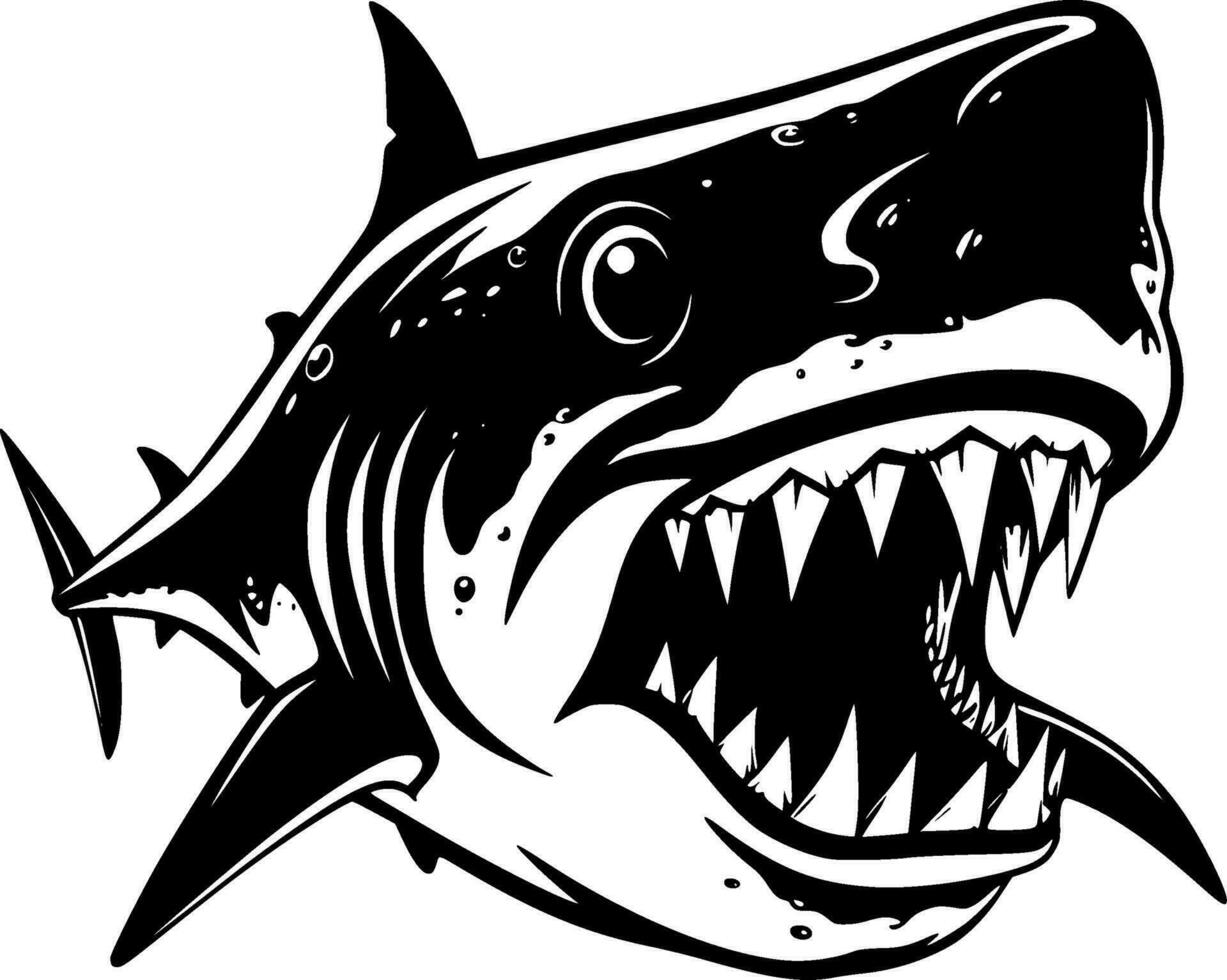 haj, svart och vit vektor illustration