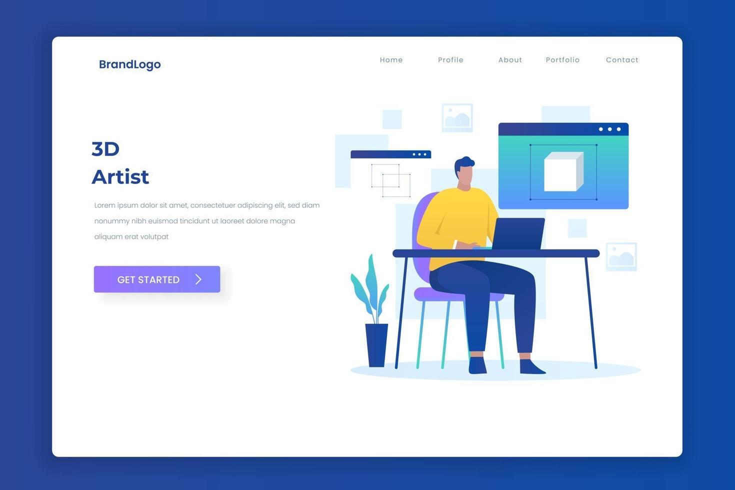 3D-Künstlerillustrations-Landingpage-Konzept vektor