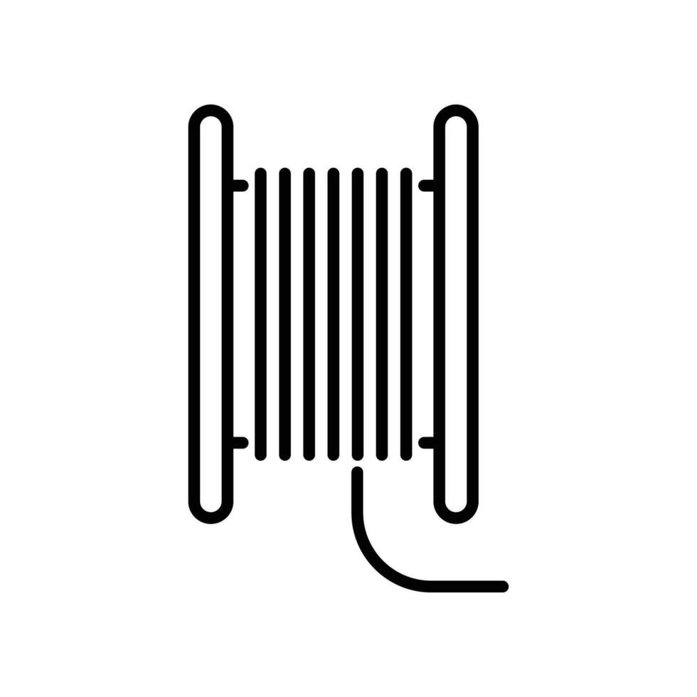 Spule Kabel Spule Linie Symbol. Draht elektrisch Kabel auf ein Spule. rollen oder Stahl Kabel Routing Seil Symbol. einfach Piktogramm Gliederung Stil. Vektor Illustration. Design auf Weiß Hintergrund. eps 10