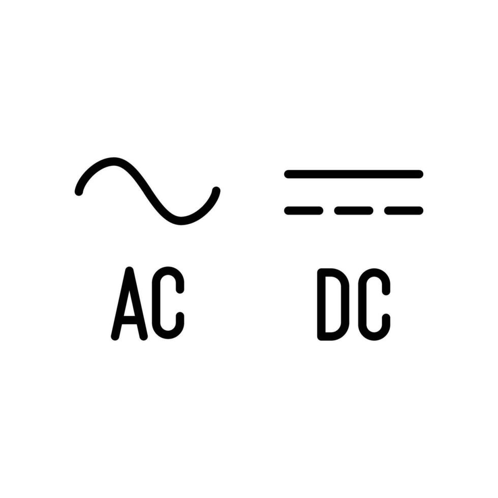 direkt och alternerande nuvarande dc och ac symbol tecken ikon. potential skillnad tillförsel. Spänning transformator i cell batteri energi. linje stil. vektor illustration. design på vit bakgrund. eps 10