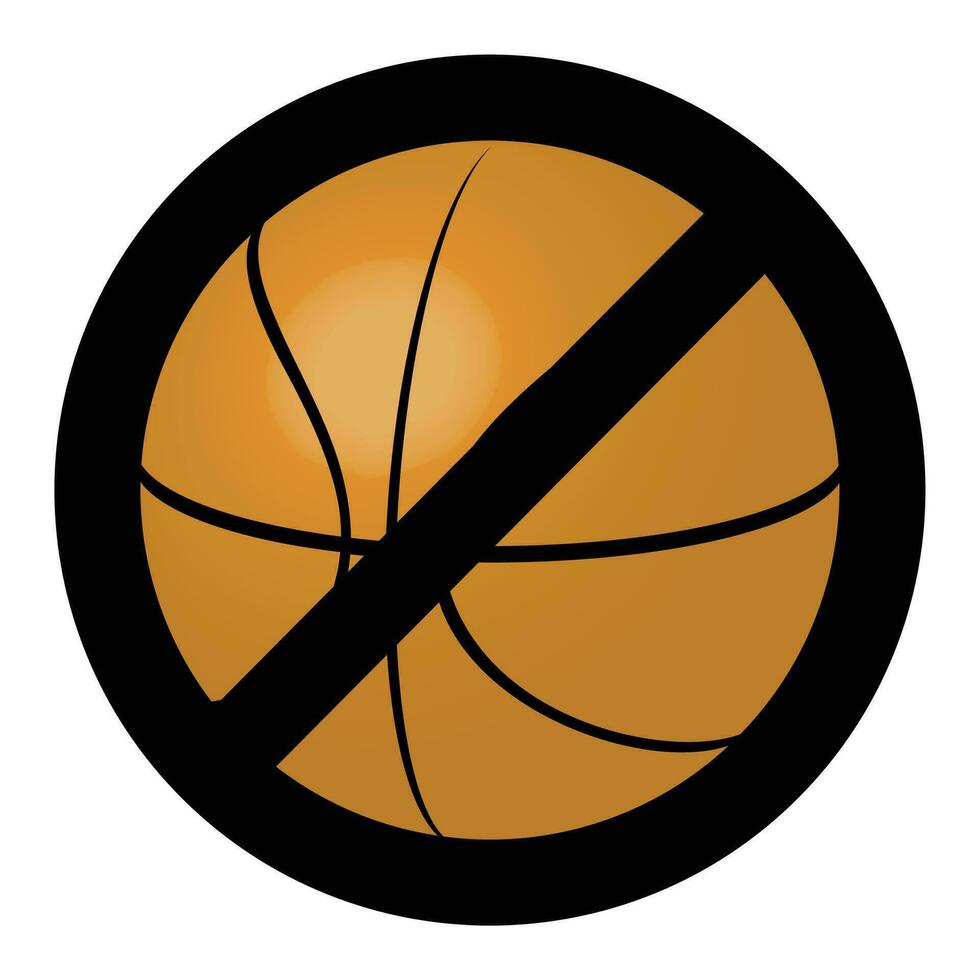 Symbol Verbot Ball zum Basketball Spiel. Nein Basketball Symbol, Sport Spiel Ausrüstung stoppen, Vektor Illustration