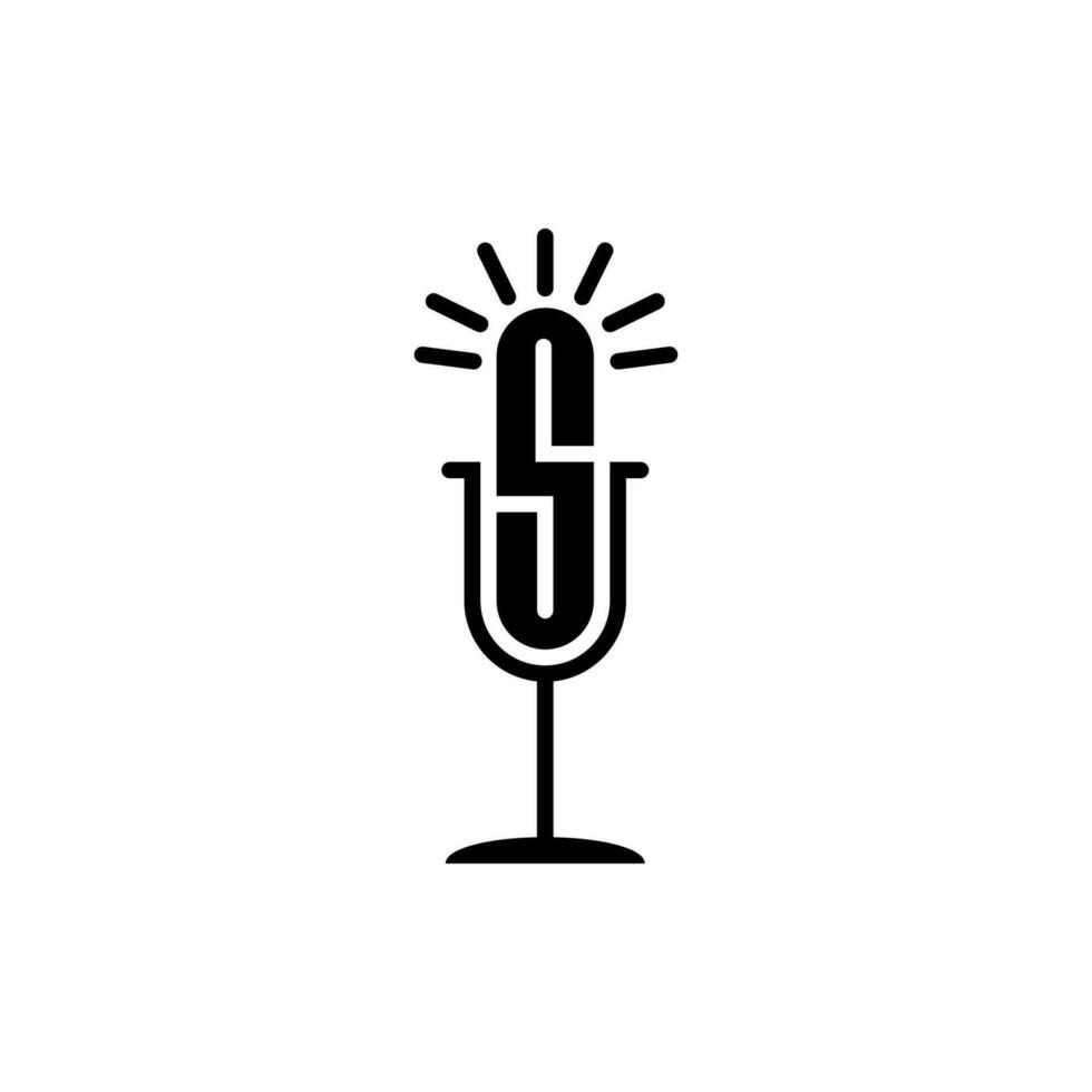 mikrofon mic podcast musik radio med första brev s logotyp design inspiration. podcast logotyp med brev s modern begrepp. vektor