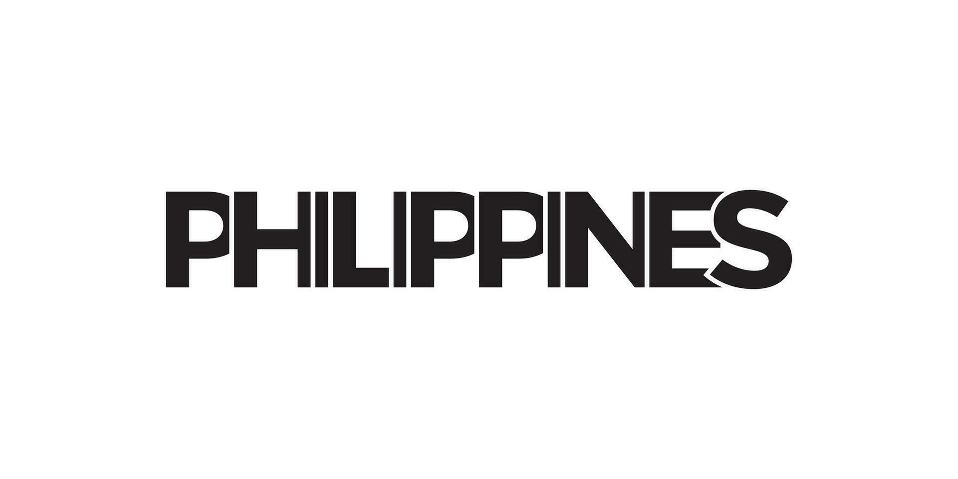 Philippinen Emblem. das Design Eigenschaften ein geometrisch Stil, Vektor Illustration mit Fett gedruckt Typografie im ein modern Schriftart. das Grafik Slogan Beschriftung.