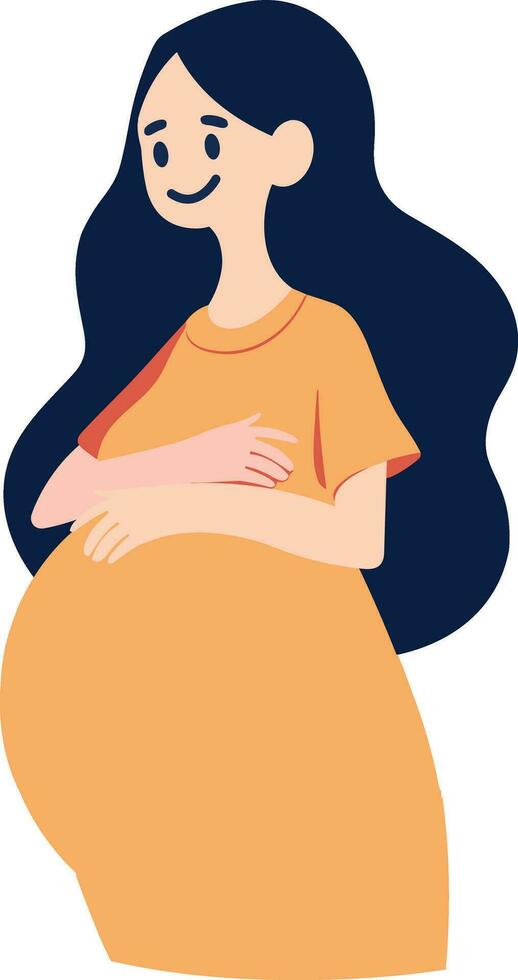 Hand gezeichnet Mutter oder schwanger Frau im eben Stil vektor
