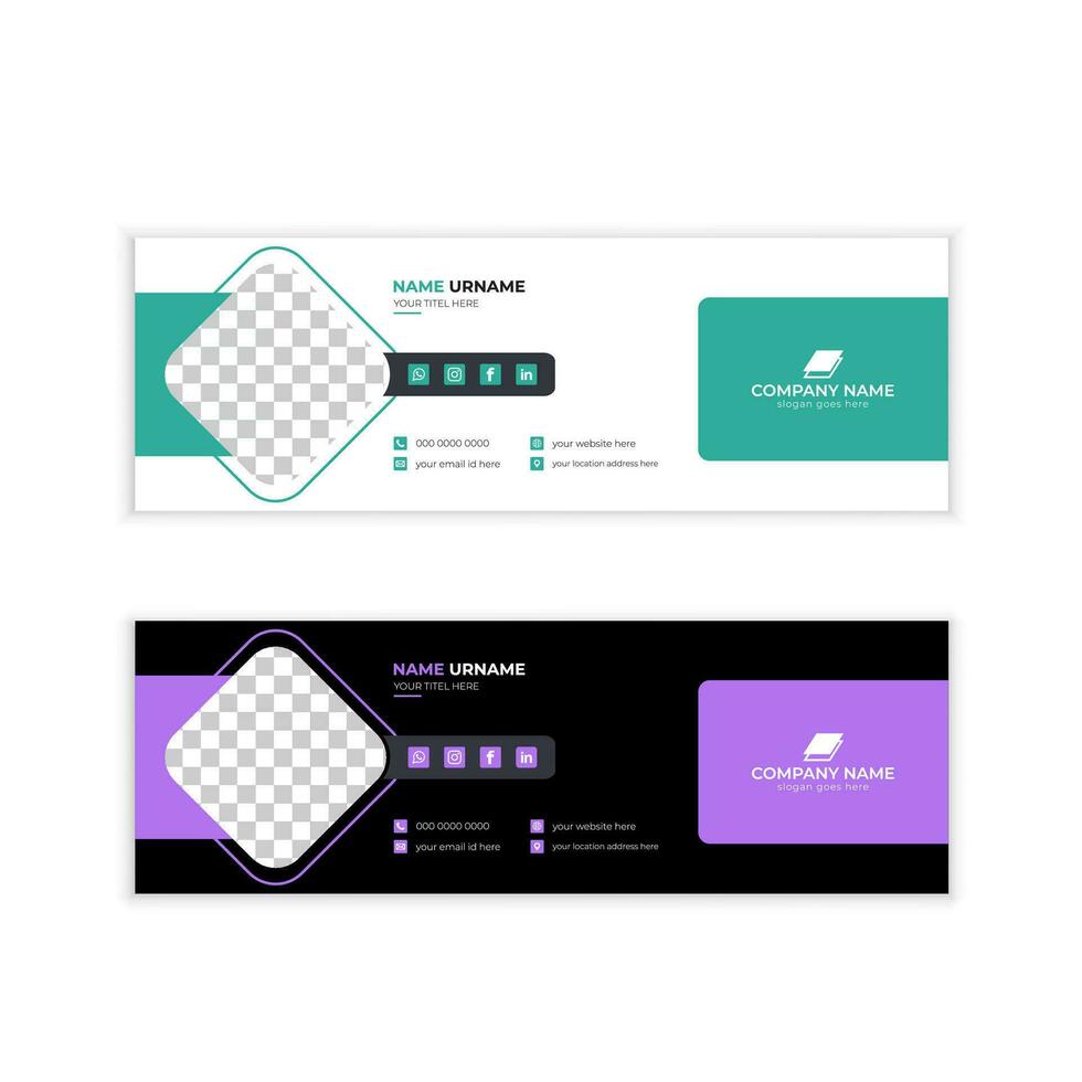 företags- modern e-post signatur design mall. e-post signatur mall design med grön Färg. företag e signatur vektor design. proffs vektor