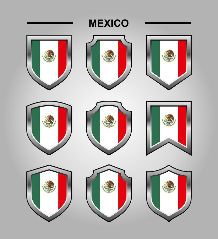 mexico nationell emblem flagga med lyx skydda vektor