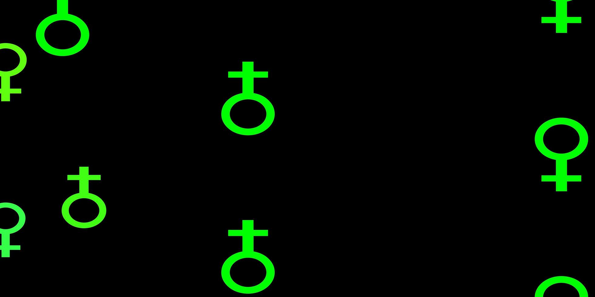 dunkelgrüner, gelber Vektorhintergrund mit Frauensymbolen. vektor