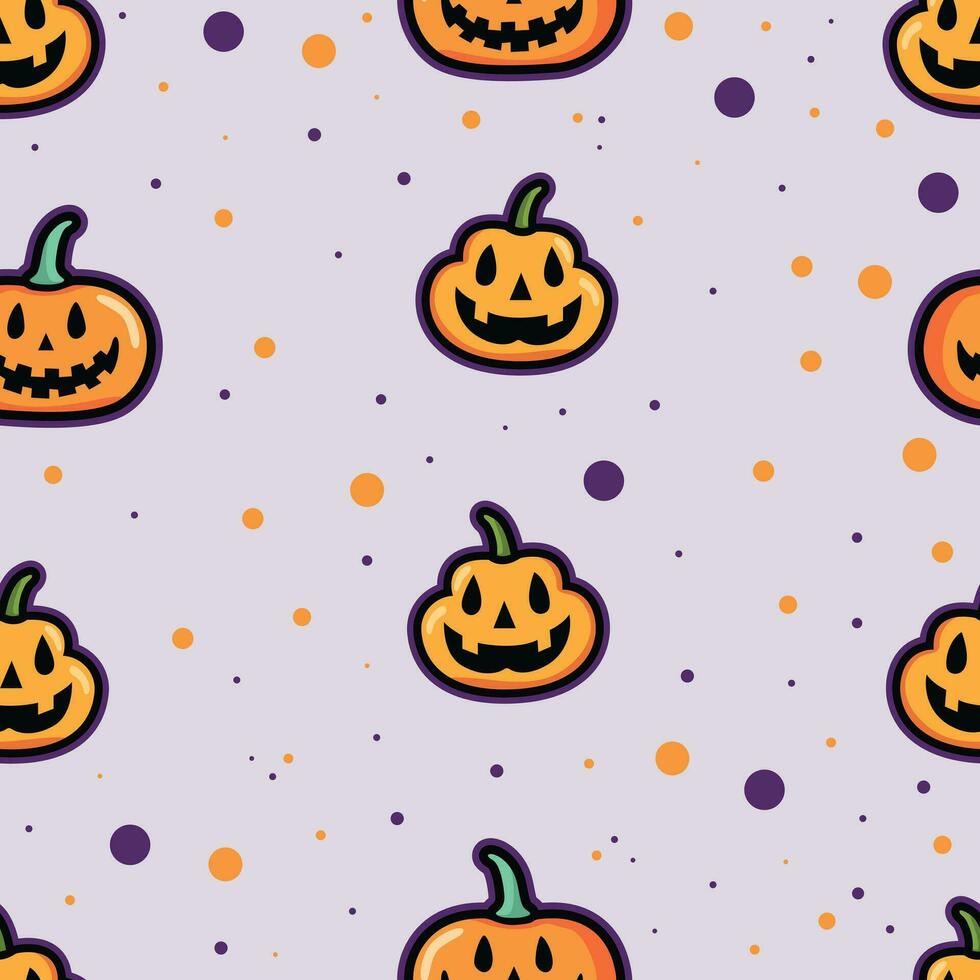 tecknad serie pumpor och prickar halloween mönster - lekfull och läskigt Semester design vektor