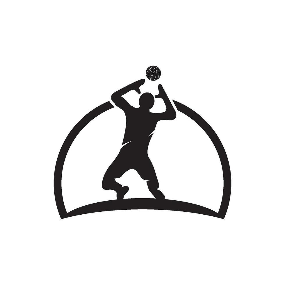 spelar volleyboll logotyp ikon design vektor illustration