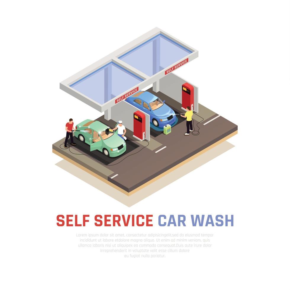 carwash isometrisk komposition vektorillustration vektor