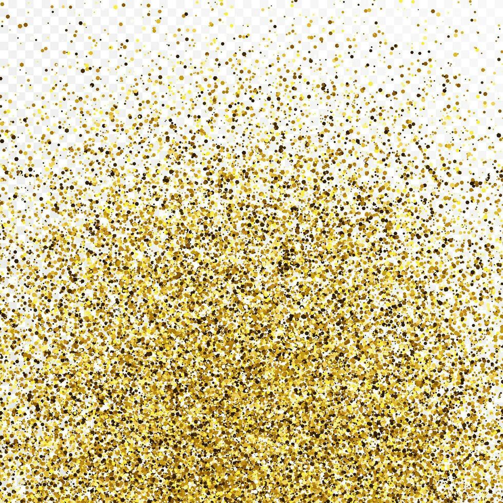 guld glitter konfetti bakgrund isolerat på vit transparent bakgrund. fest textur med lysande ljus effekt. vektor illustration.