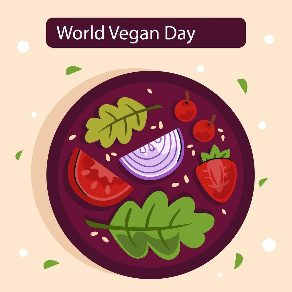 vektor platt illustration för värld vegan dag firande
