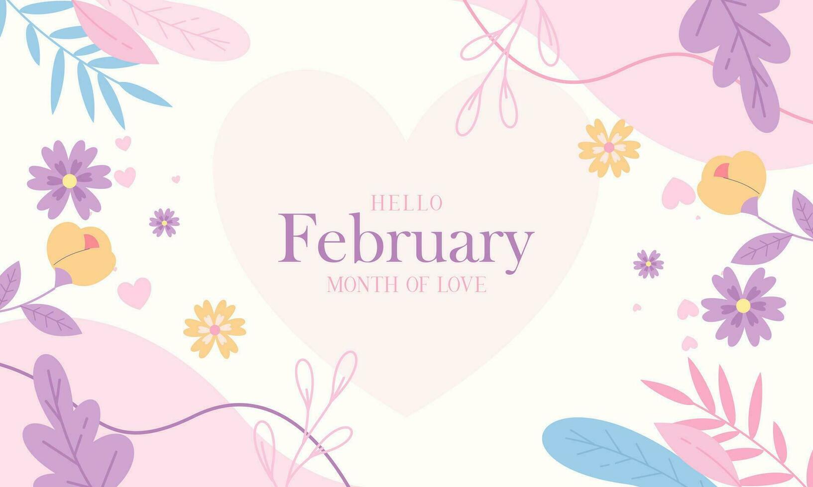 Februar Monat von Liebe mit Blumen Hintergrund vektor