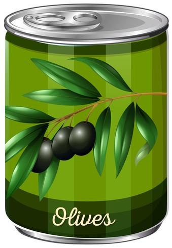 Eine Dose schwarze Olive vektor