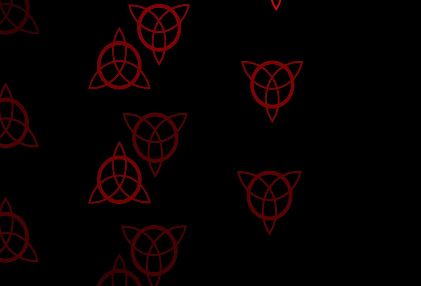 dunkelblauer, roter Vektorhintergrund mit Mysteriumsymbolen. vektor