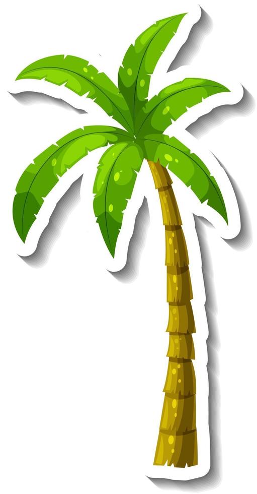 en klistermärkesmall med tropisk palmträd isolerad vektor