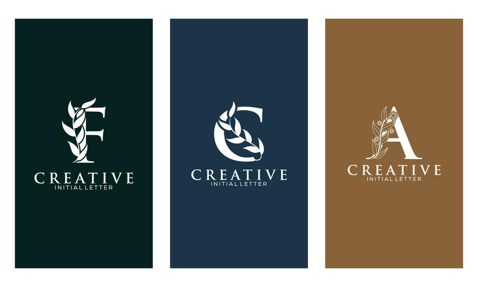 einstellen von botanisch minimalistisch Initiale Brief F, C, ein Logo Vektor Vorlage