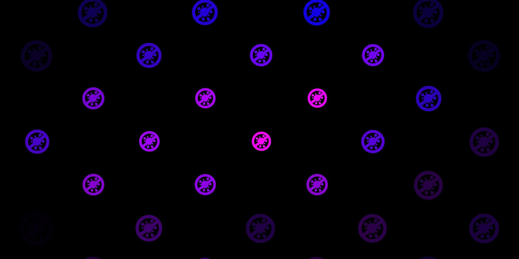 dunkelvioletter Vektorhintergrund mit Virensymbolen. vektor
