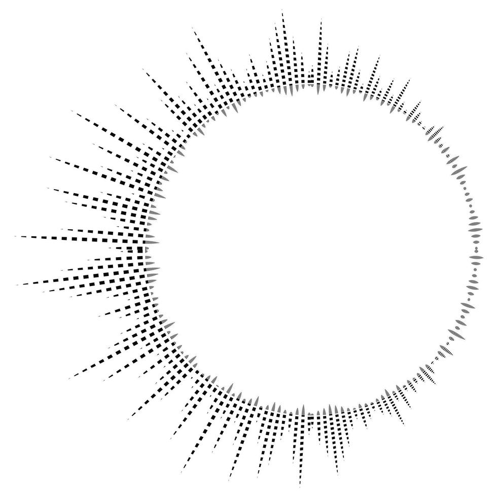 platzende Strahlen. Sunburst-Rahmen. abstraktes Equalizer-Element mit gepunkteten vektor