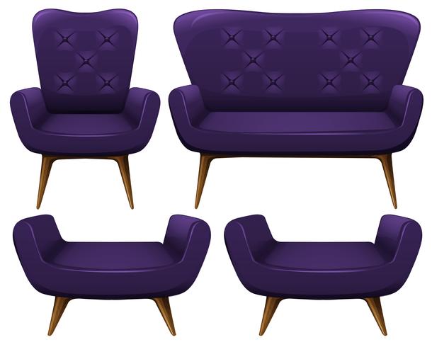 Soffa och stolar i lila vektor