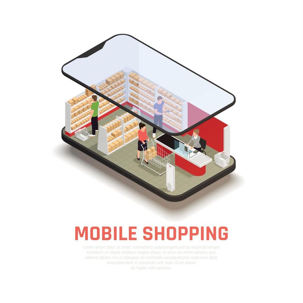 Mobile Shopping-Konzept-Vektor-Illustration vektor