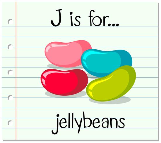 Der Flashcard-Buchstabe J ist für Jellybeans vektor