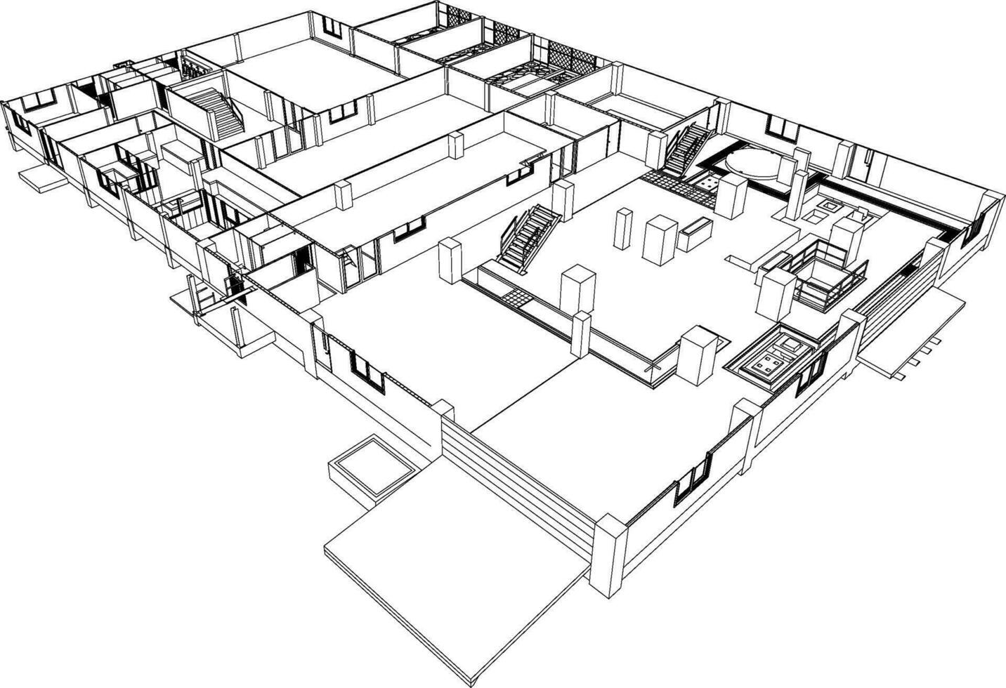 3d Illustration von industriell Gebäude vektor