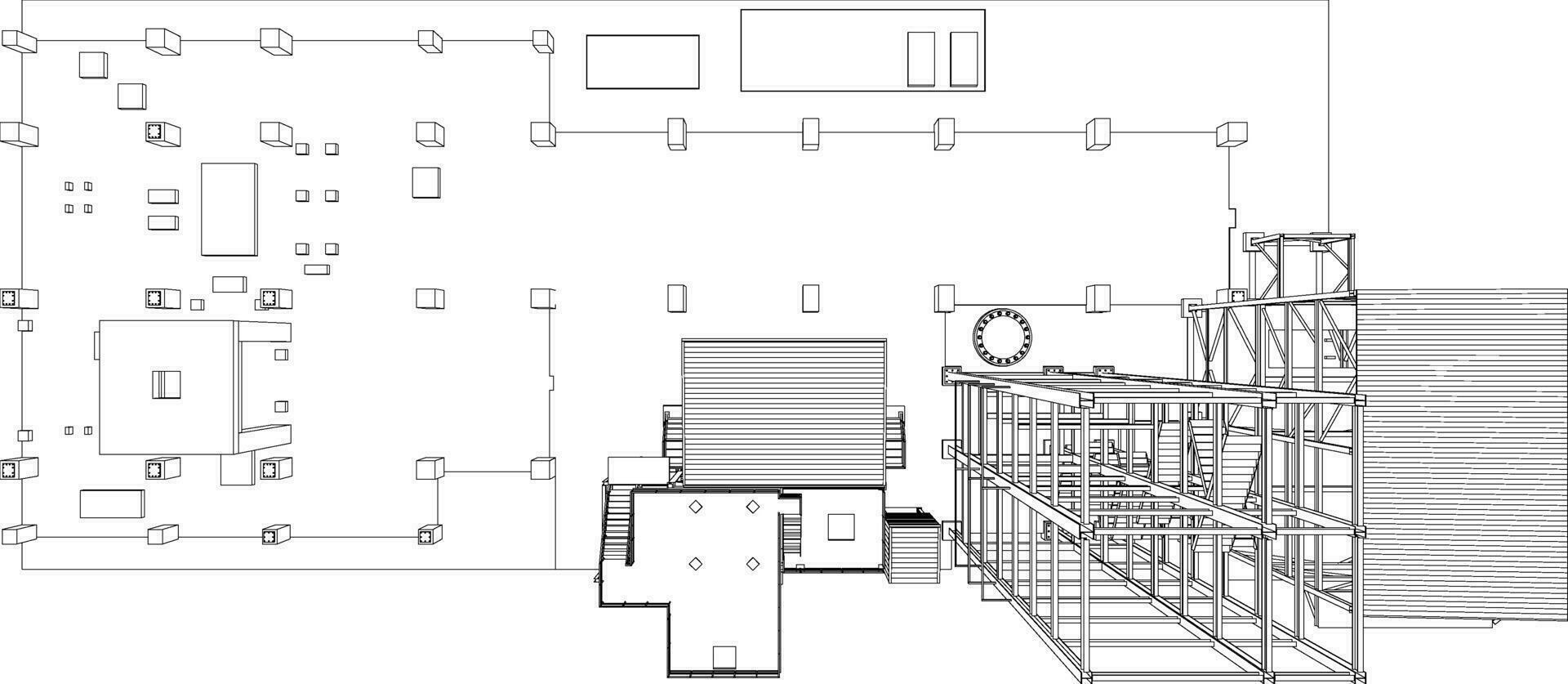 3d illustration av industriell byggnad vektor