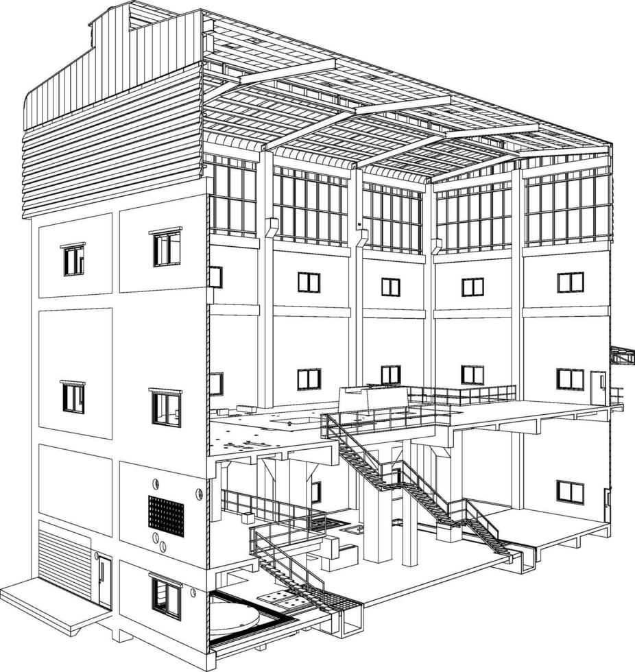 3d Illustration von industriell Gebäude vektor