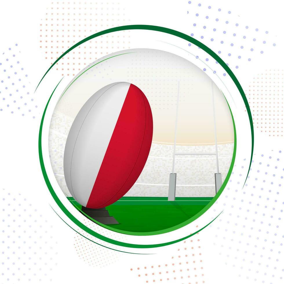 flagga av polen på rugby boll. runda rugby ikon med flagga av polen. vektor