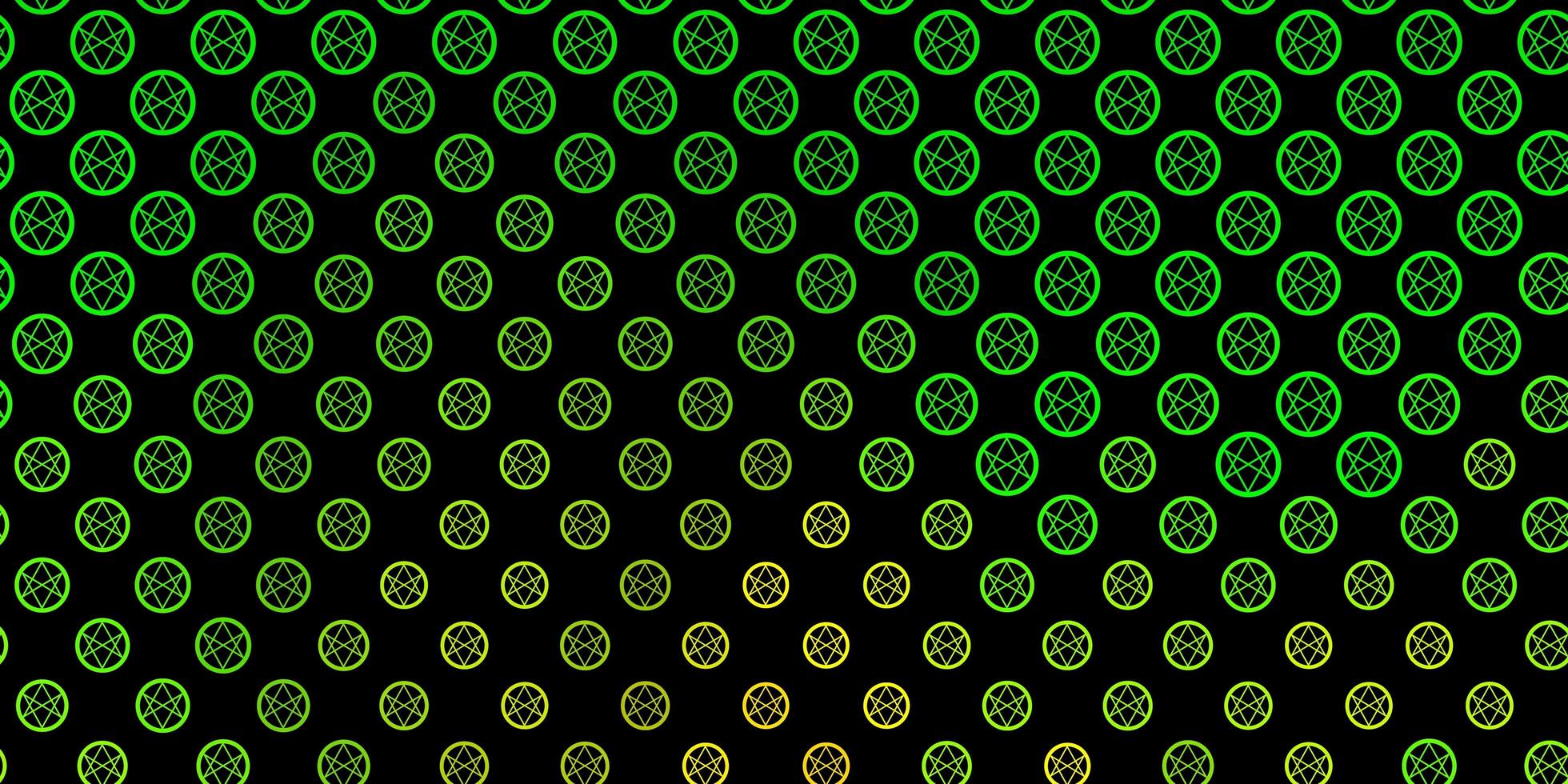 mörkgrön, gul vektormall med esoteriska tecken. vektor