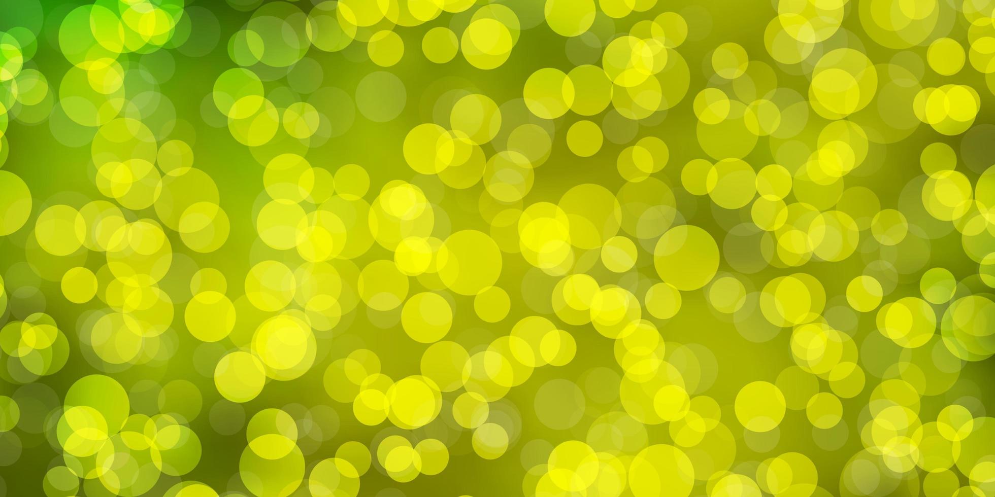hellgrüne, gelbe Vektorschablone mit Kreisen. vektor