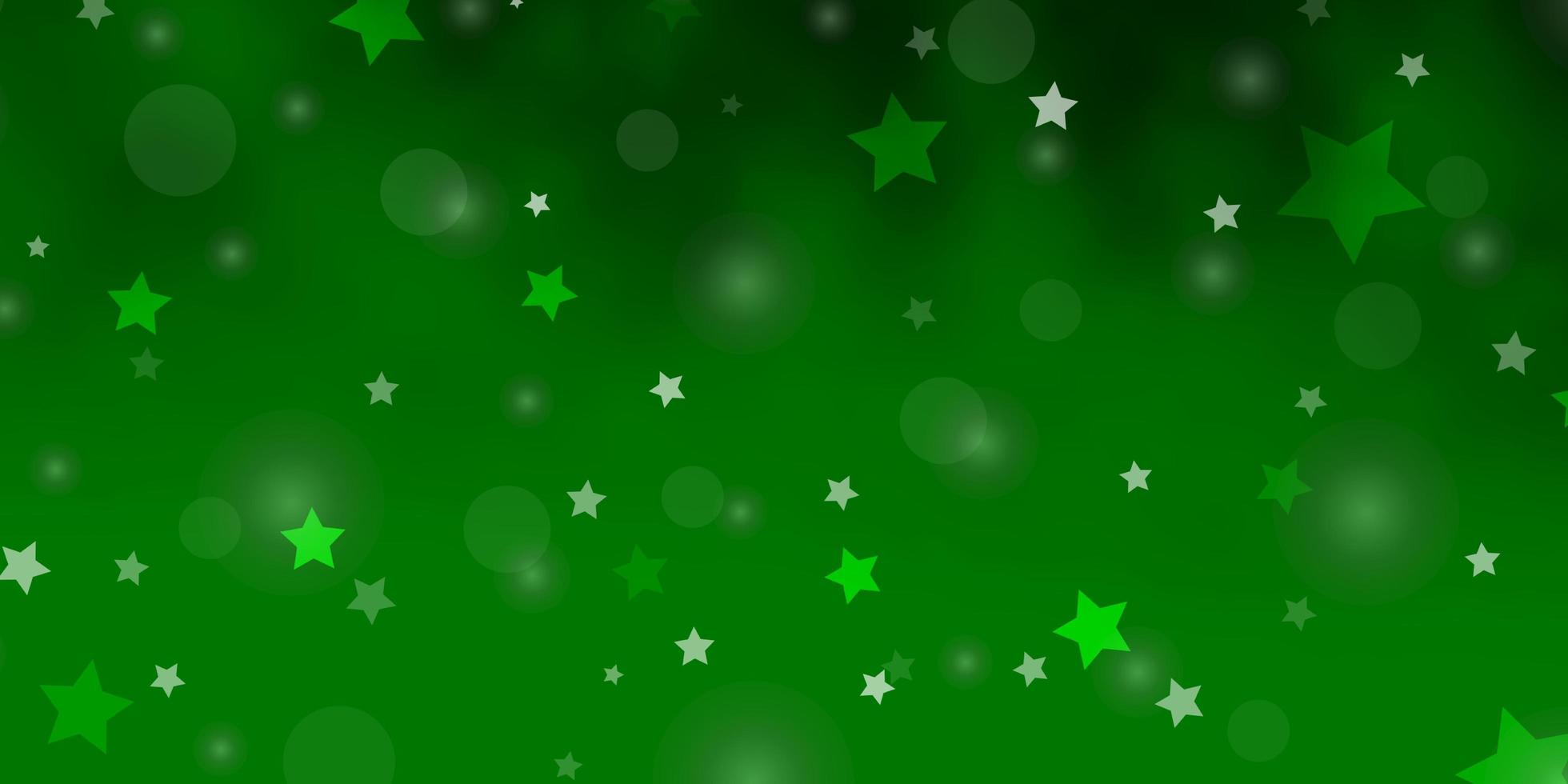 ljusgrönt vektormönster med cirklar, stjärnor. vektor