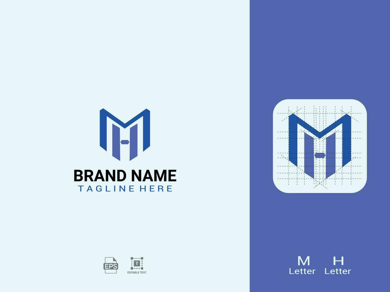 m h modern brev logotyp vektor