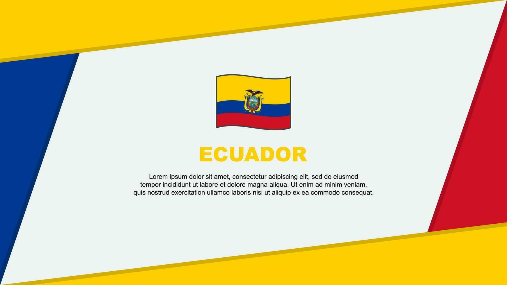 Ecuador Flagge abstrakt Hintergrund Design Vorlage. Ecuador Unabhängigkeit Tag Banner Karikatur Vektor Illustration. Ecuador Banner
