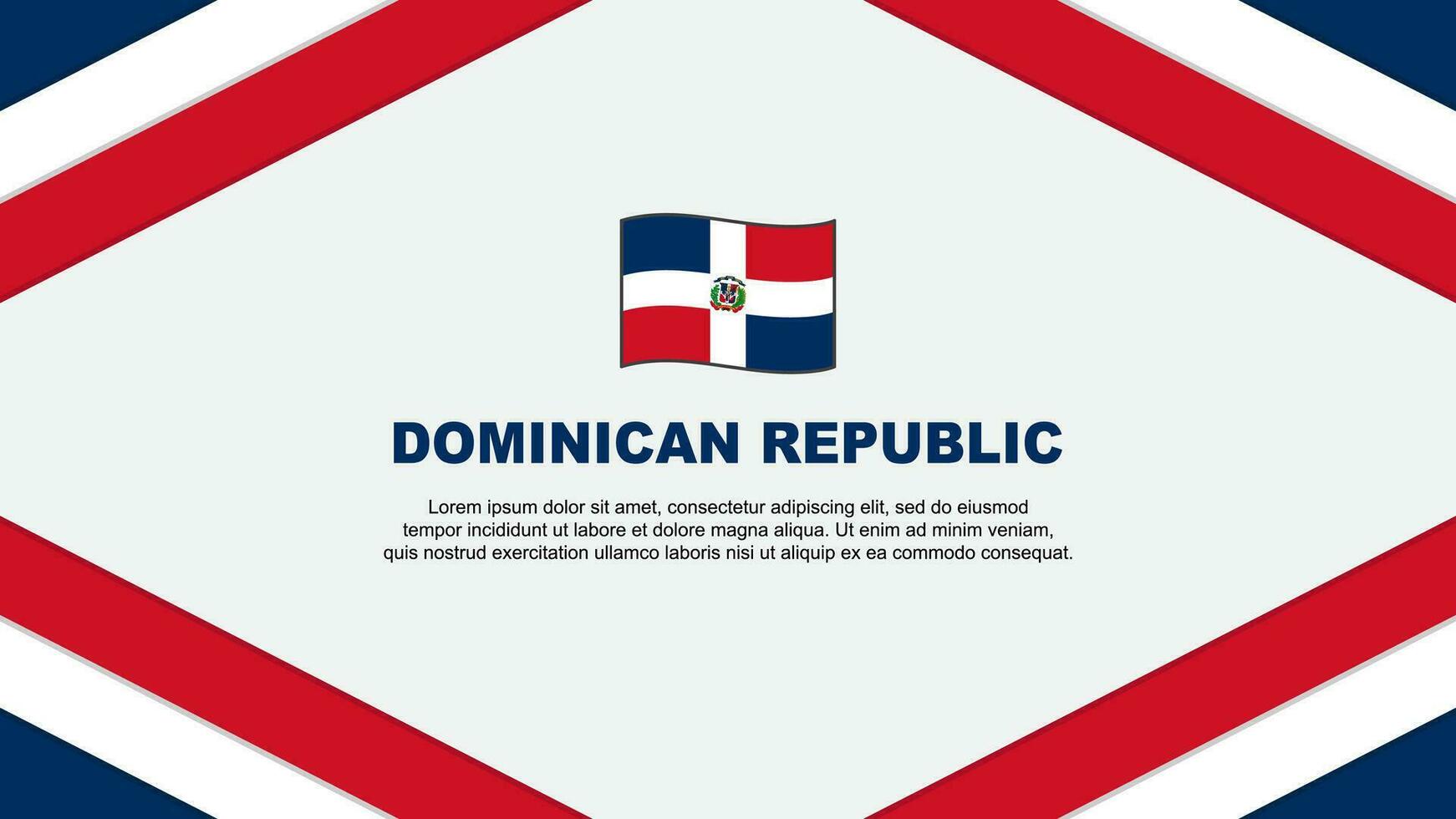 Dominikanska republik flagga abstrakt bakgrund design mall. Dominikanska republik oberoende dag baner tecknad serie vektor illustration. Dominikanska republik mall